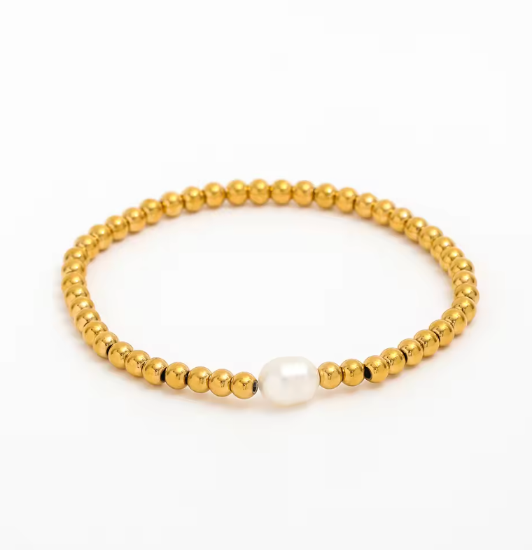 Seaside Pearl Stretch Bracelet gold alco