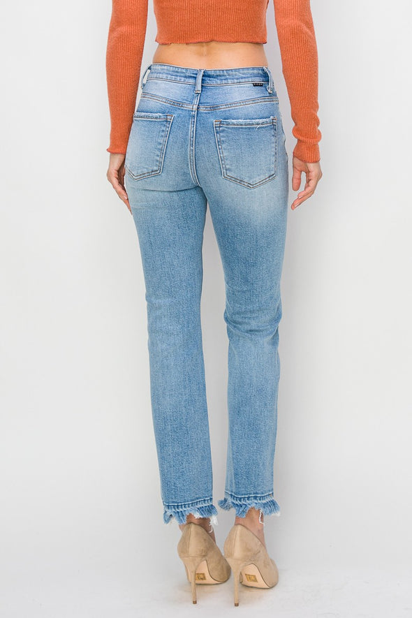 plus high rise distressed straight fit jeans