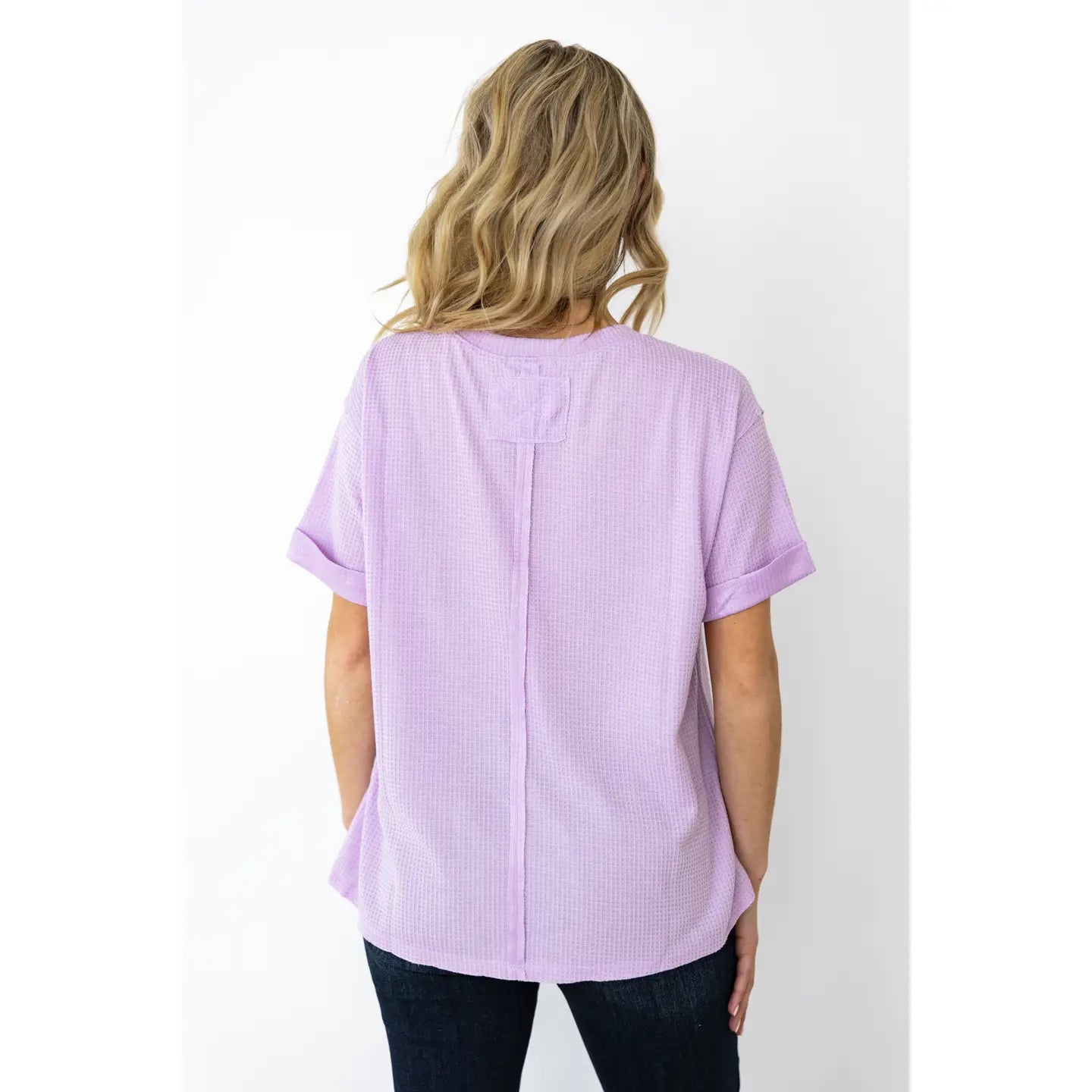 Short Sleeve Two-Tone Thermal Top LILAC