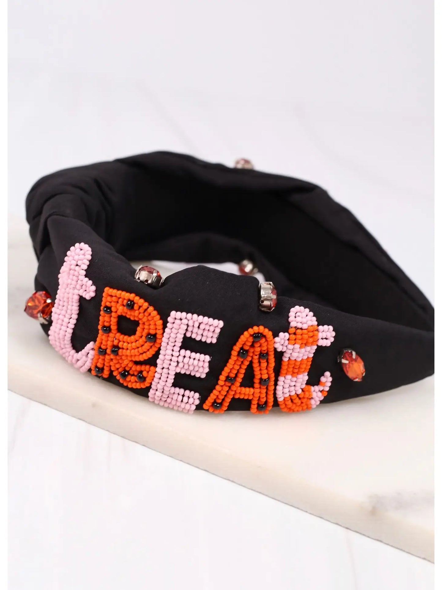 Trick or Treat Beaded Headband Black