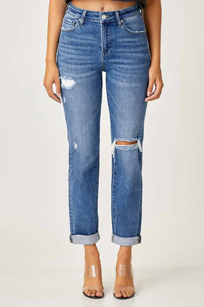 high rise slim girlfriend jeans
