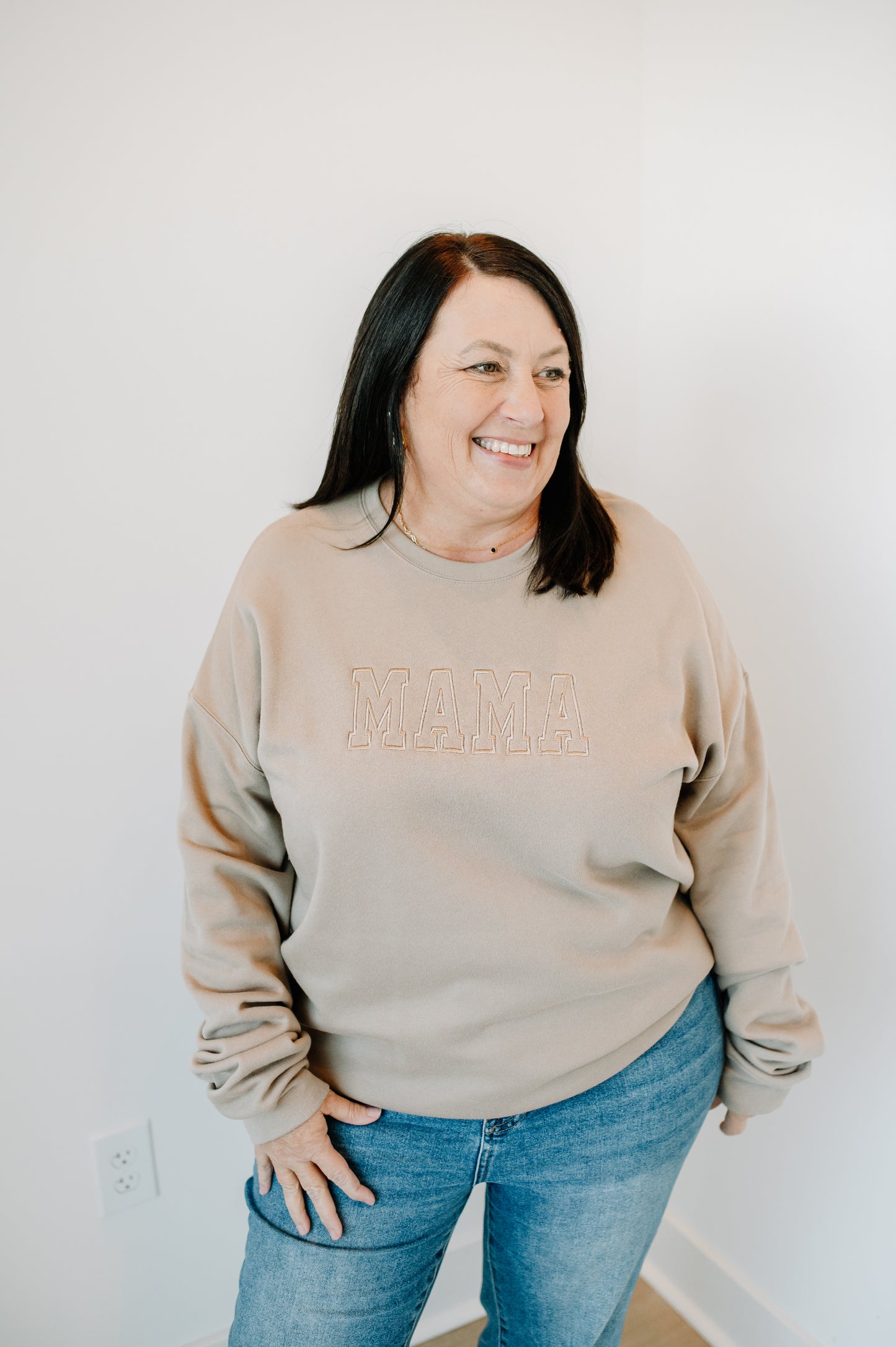 Neutral Embroidered MAMA Sweatshirt