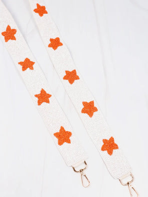 Sammy Star Sequin Crossbody Strap White Orange