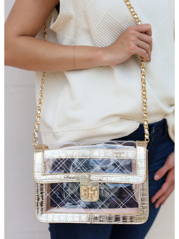 Quinn Quilted Clear Bag Gold
