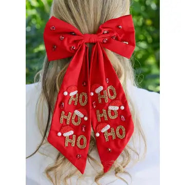 Ho Ho Ho Hair Bow Red