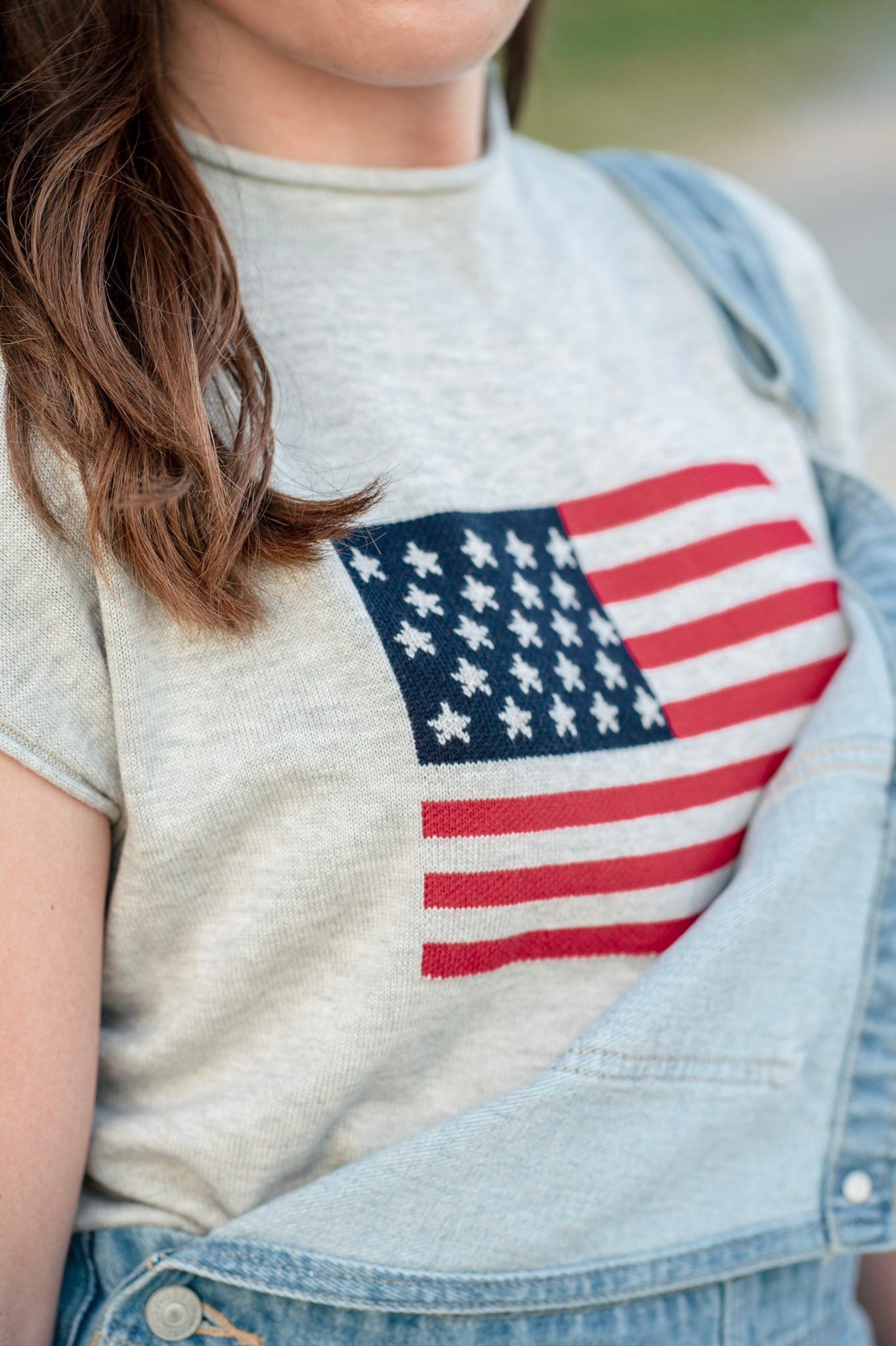Flag Mock neck Short Sleeve Sweater