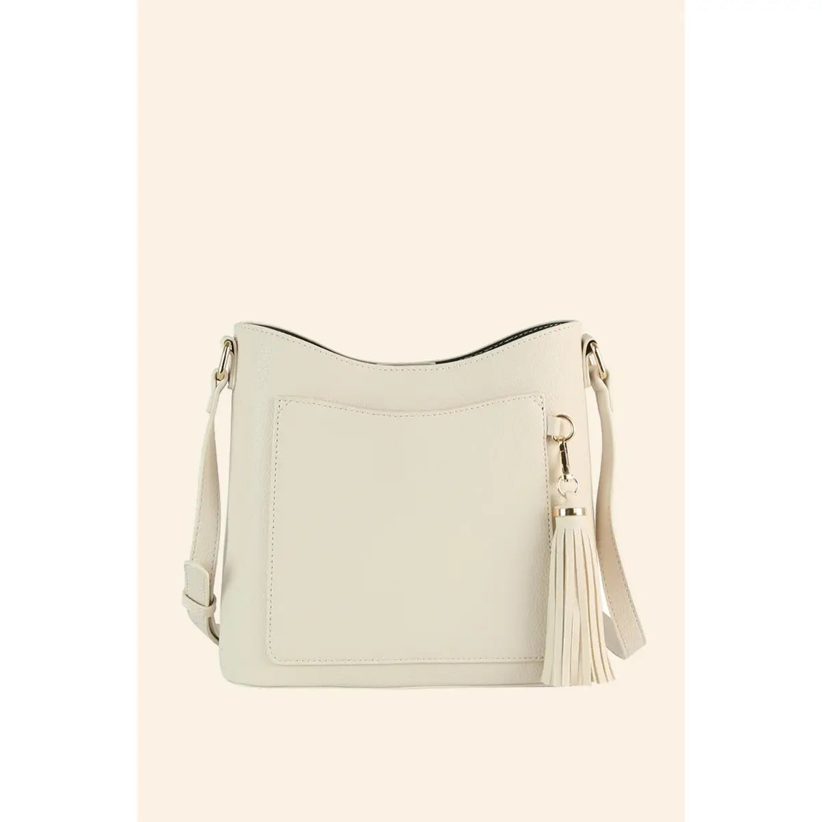 Tassel Charm Pebbled Crossbody Bag