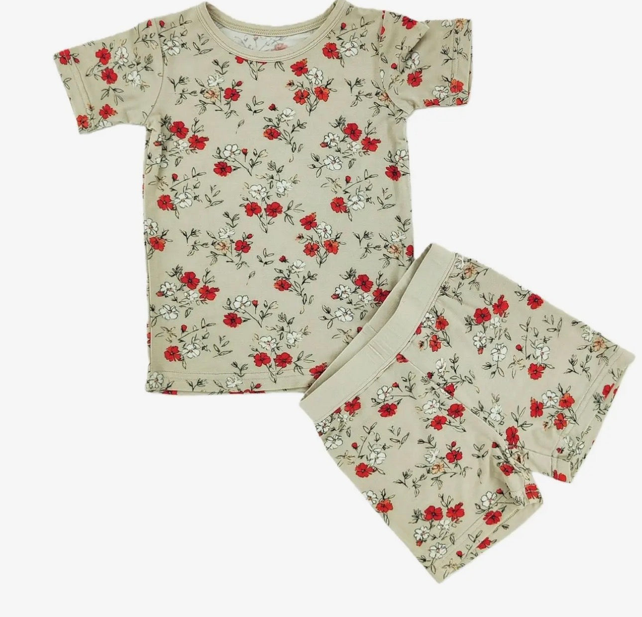 Poppy field bamboo shorts set