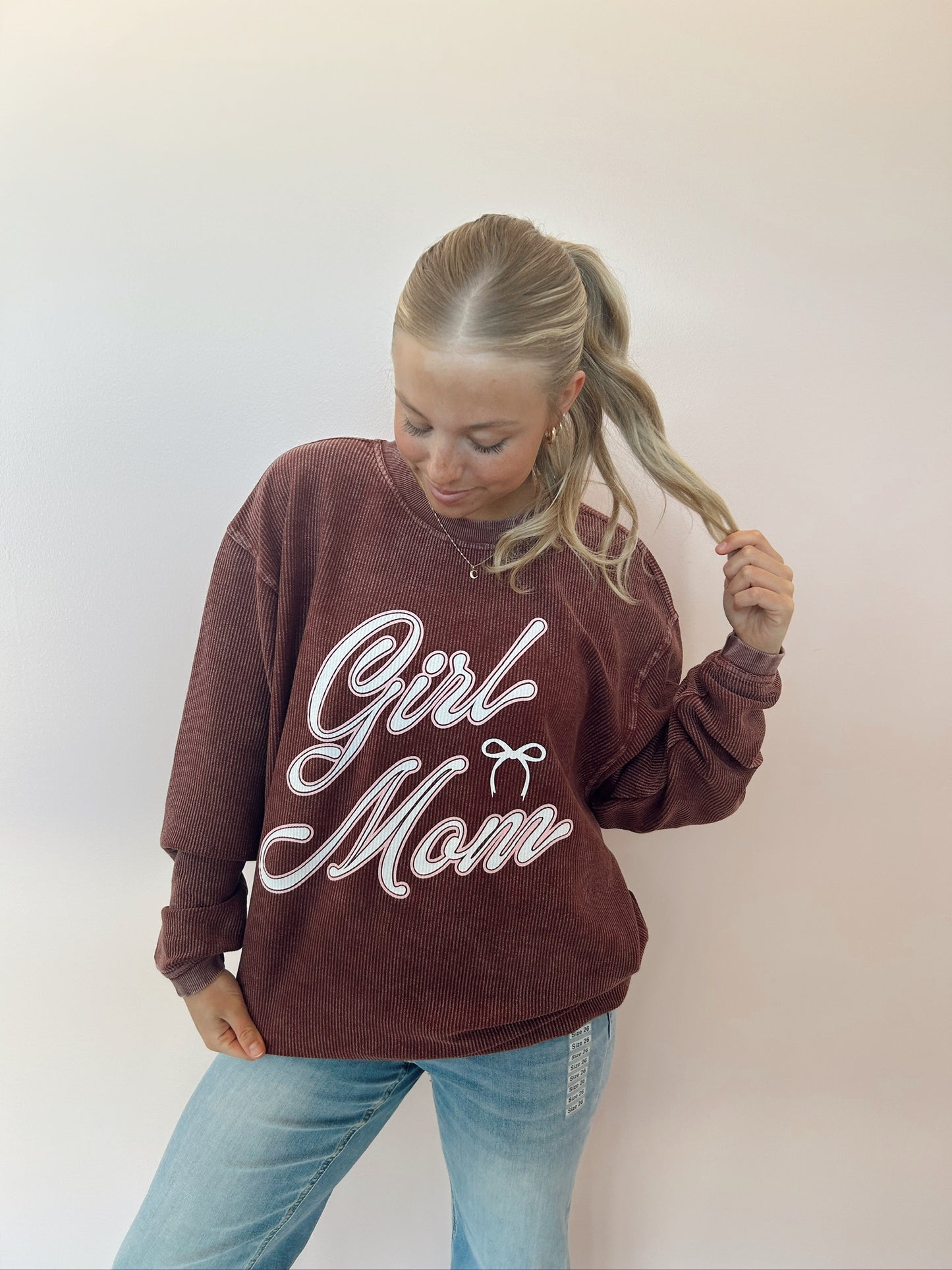 girl mom corded sweatshirt