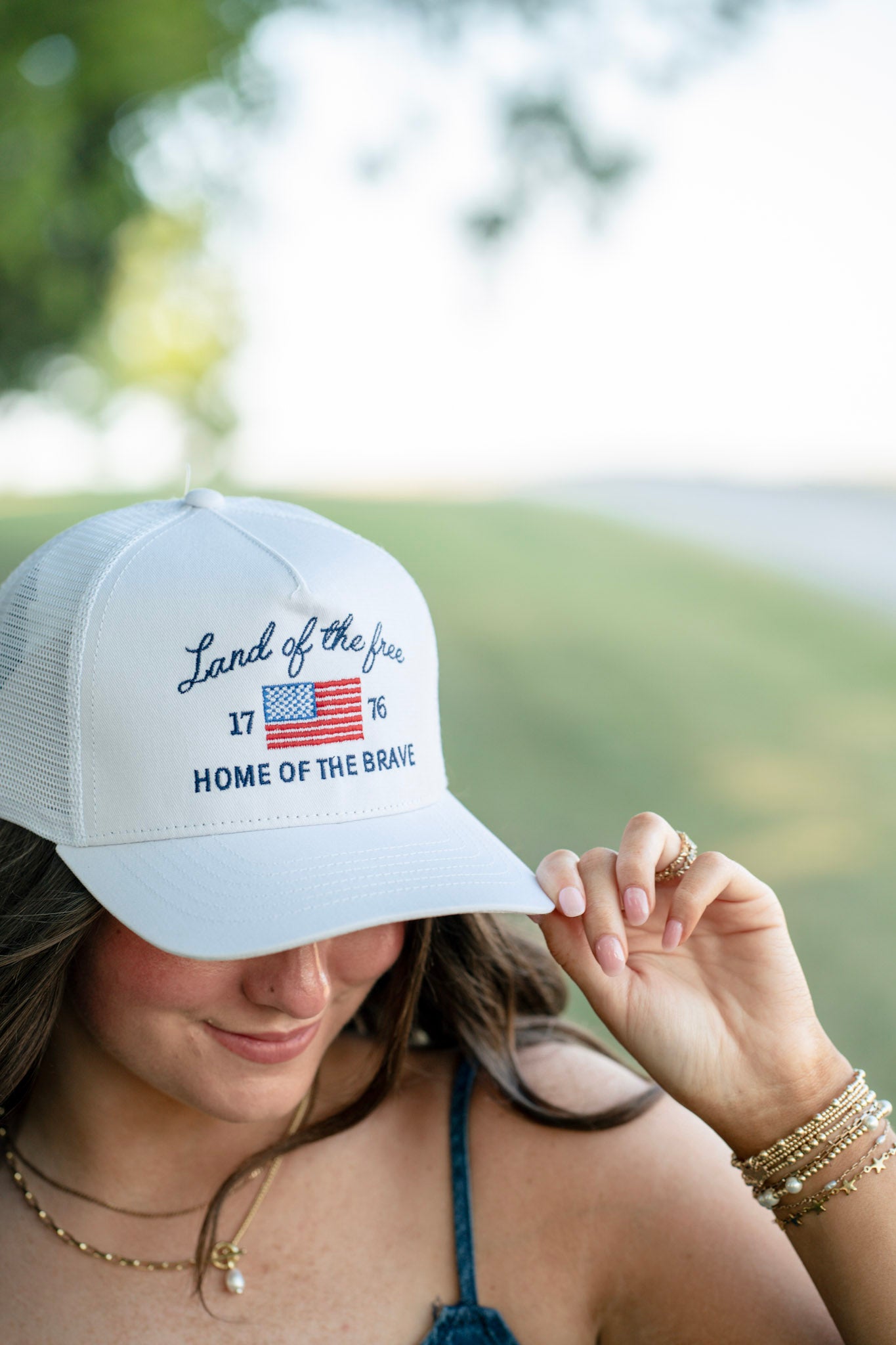 Land of The Free Embroidered Mesh Back Hat