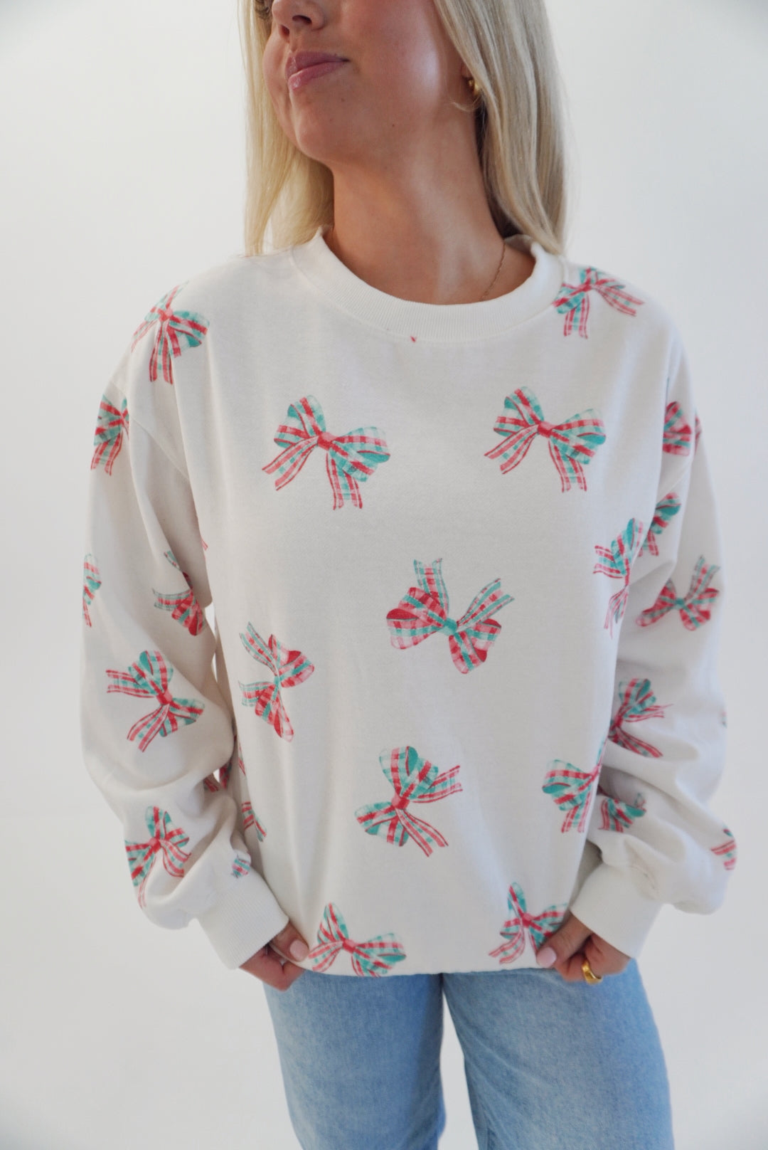Plaid bow sweatshirt