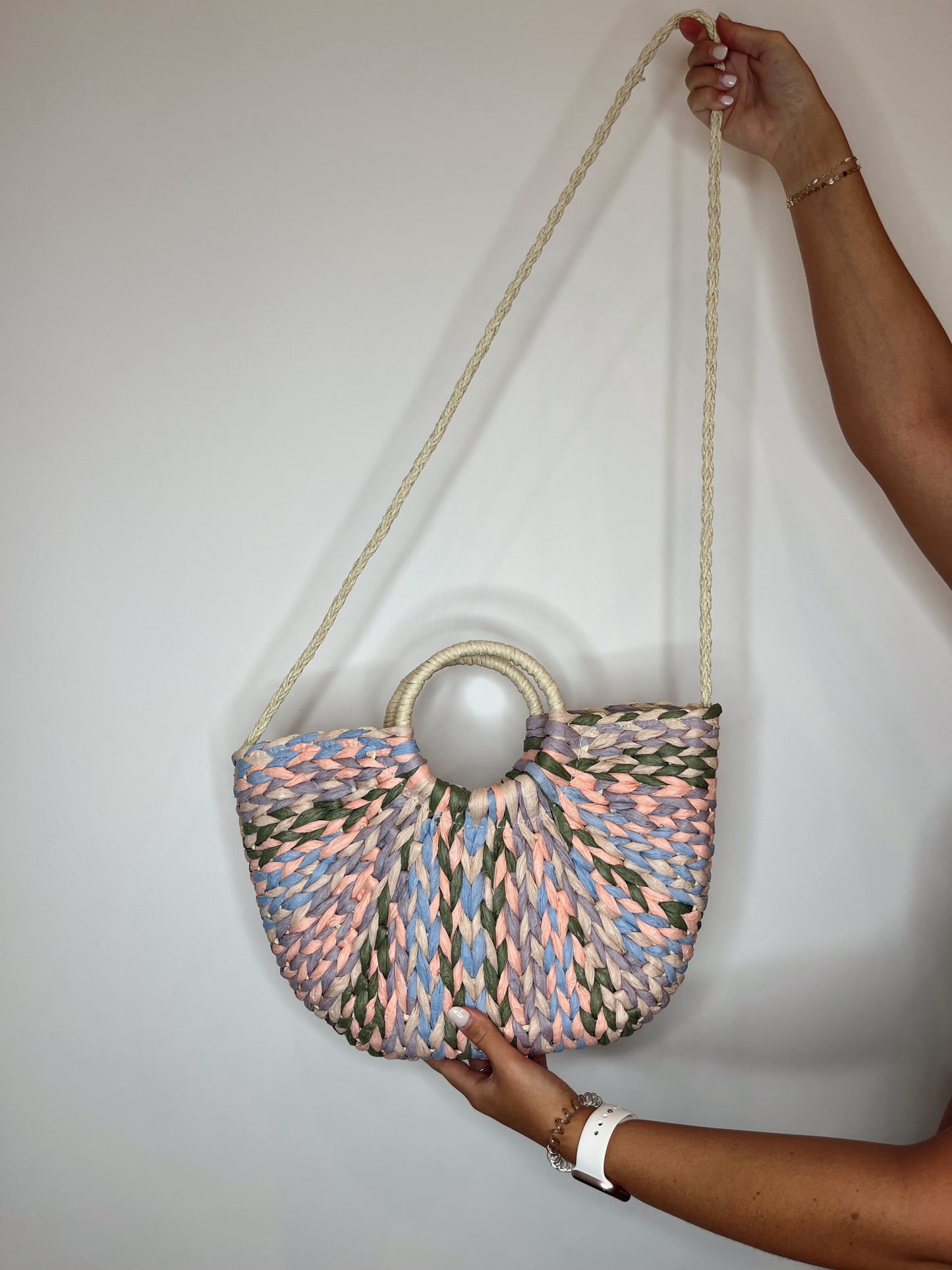 Colorful Straw Braided Hand Bag