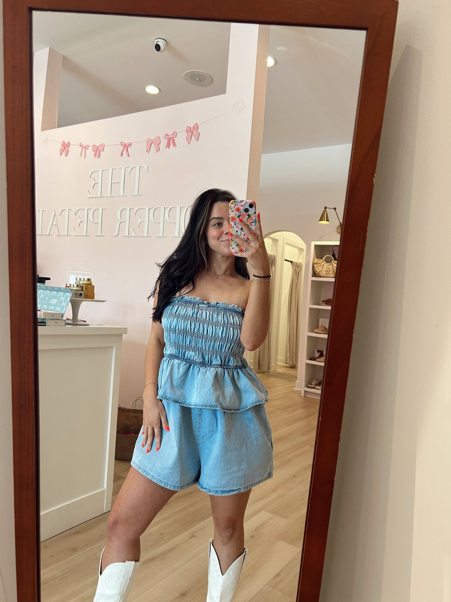 Denim romper le lis