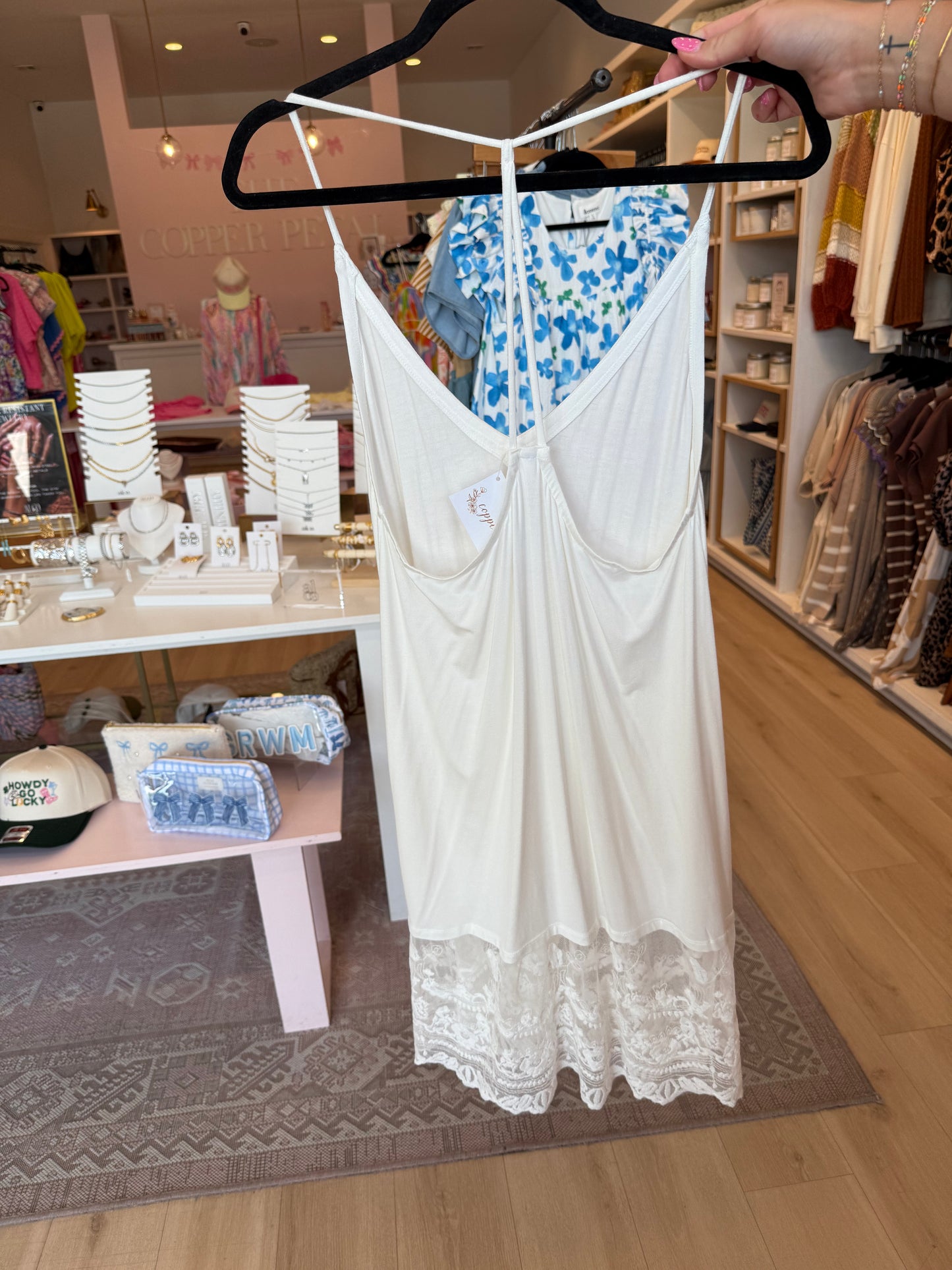 LACE BACK CAMI DRESS IVORY