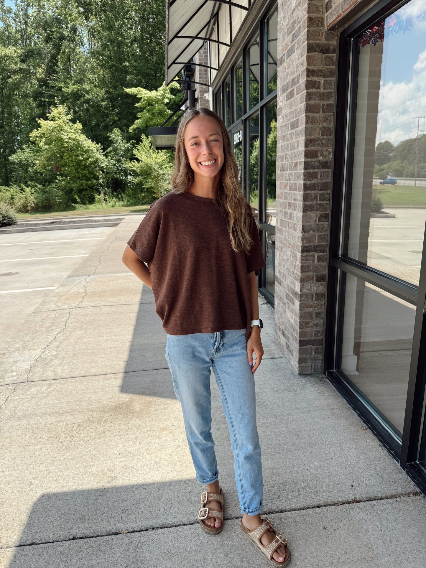 Cotton sub oversized tee BROWN