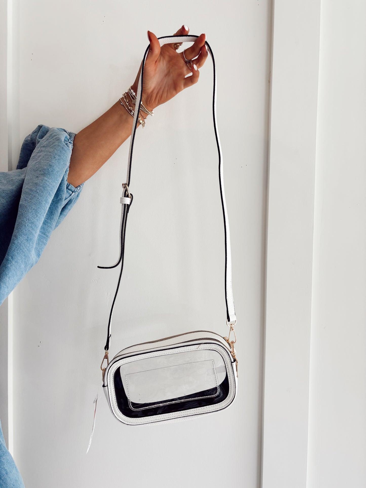 Double zipper oval clear gameday bag