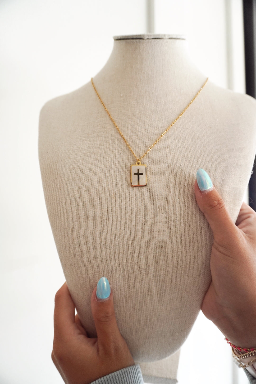Enamel cross necklace
