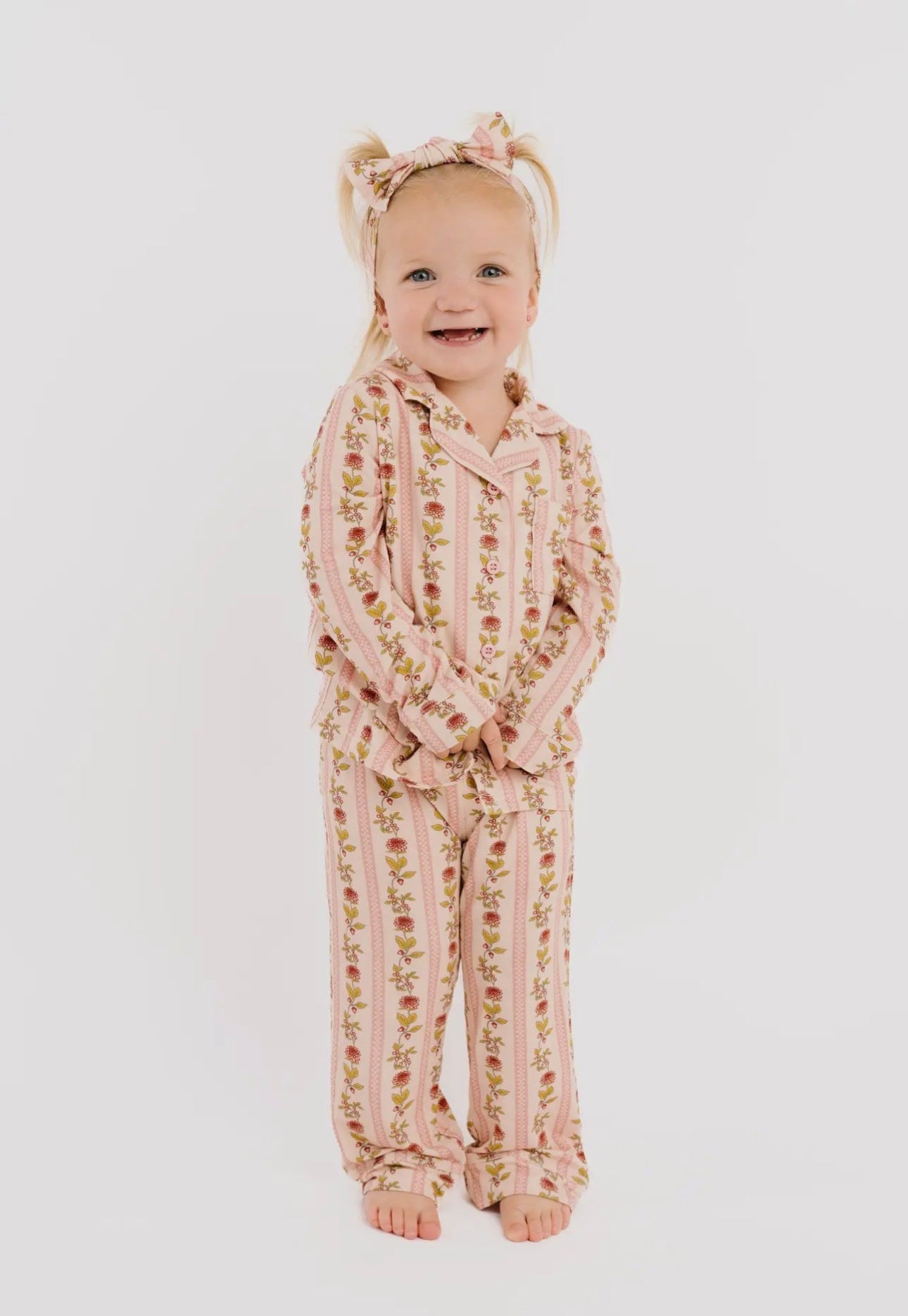 Vintage floral stripe kid long sleeve bamboo