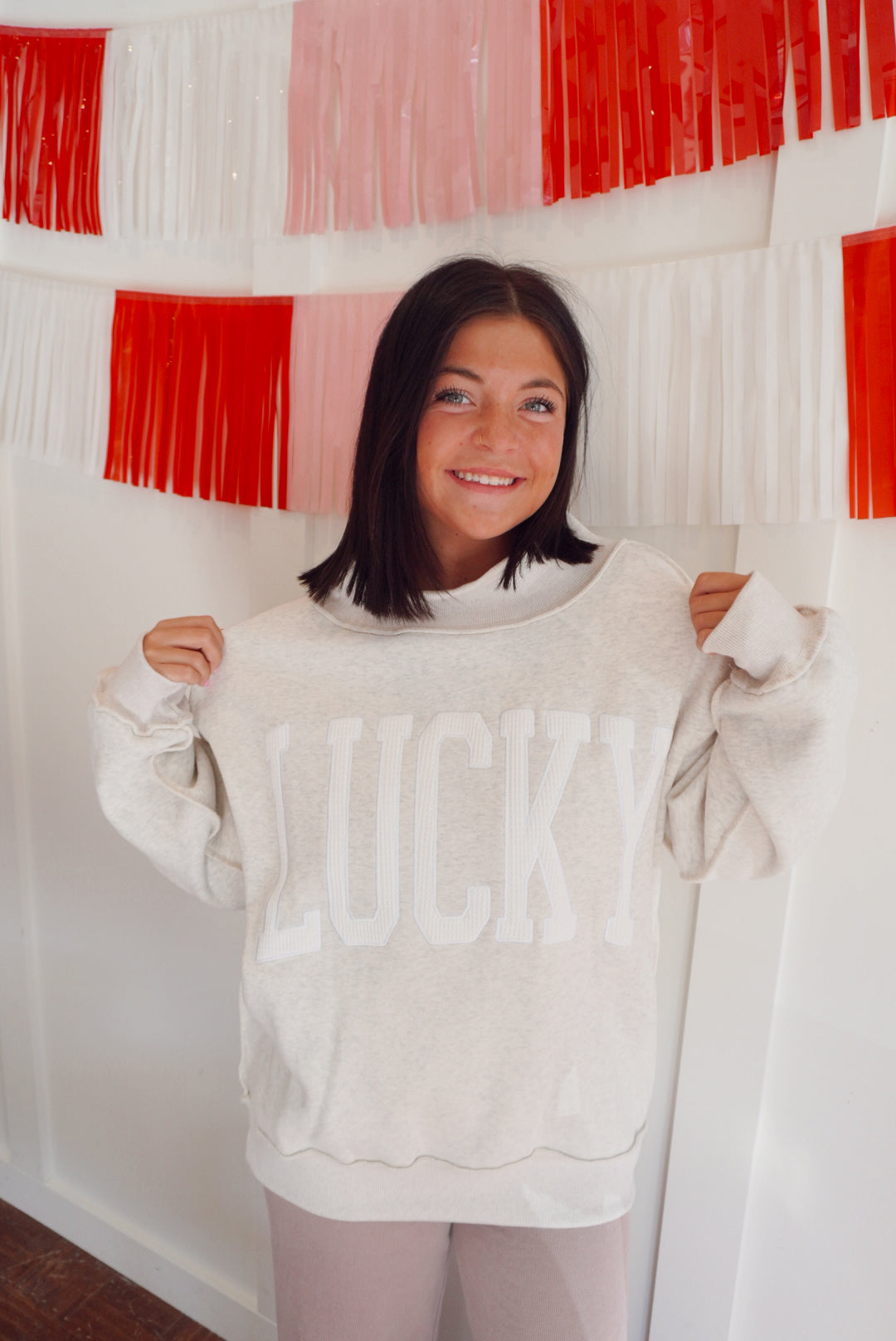 Lucky mock neck sweatshirt