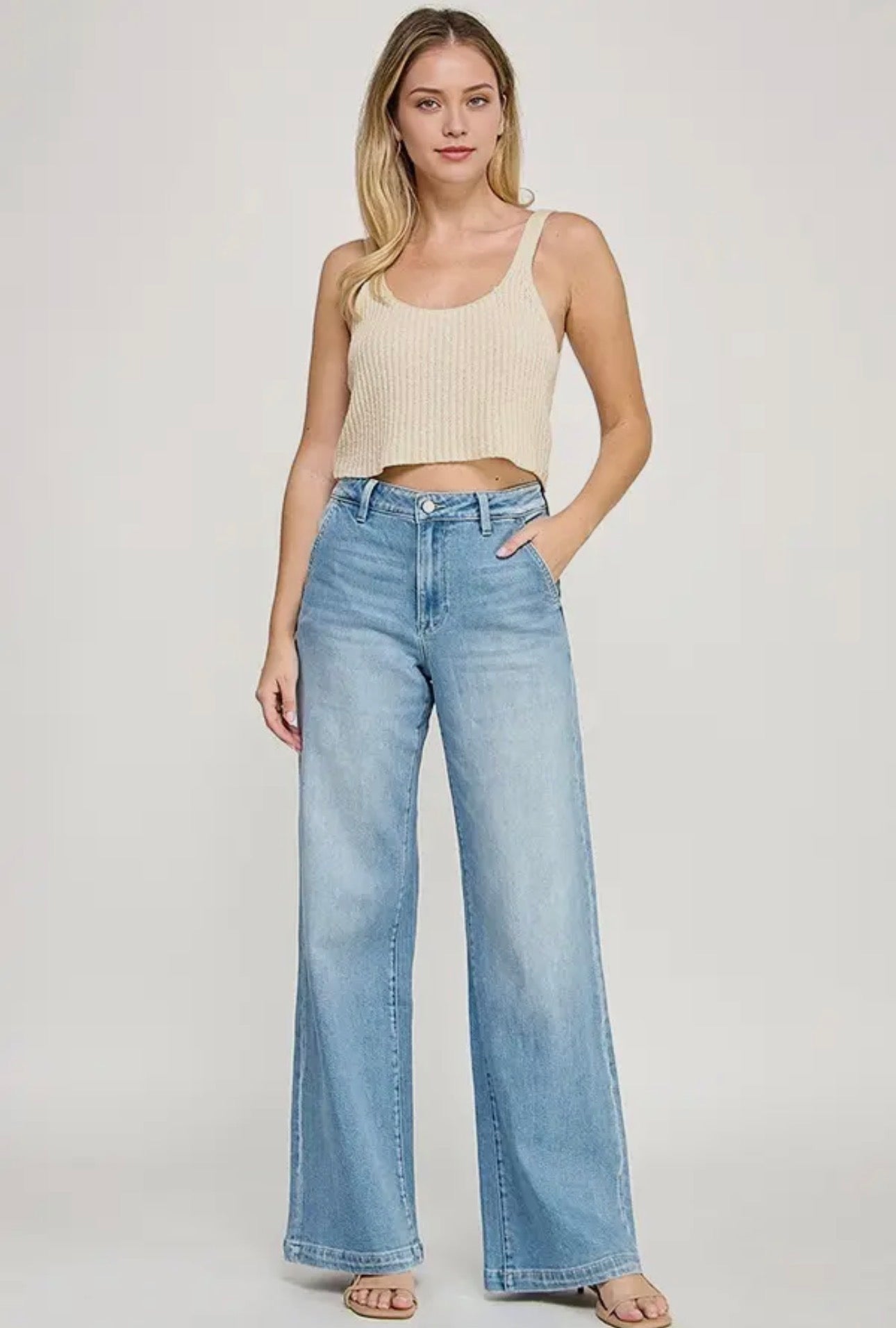 Super soft touch high rise comfort palazzo jeans