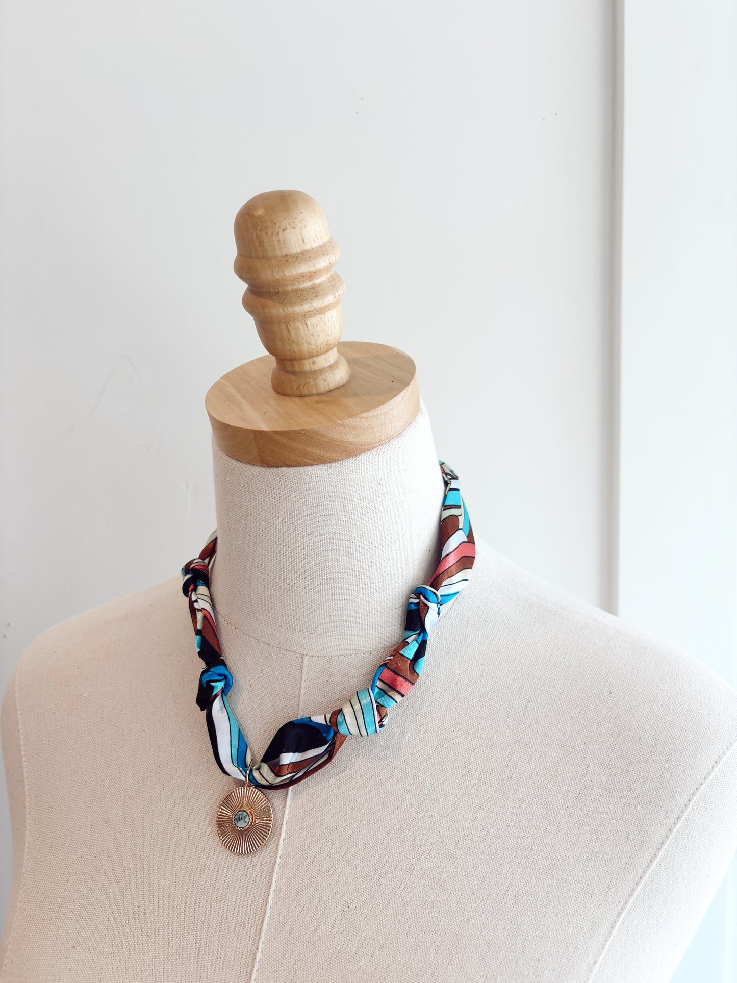 Turquoise charm scarf necklace