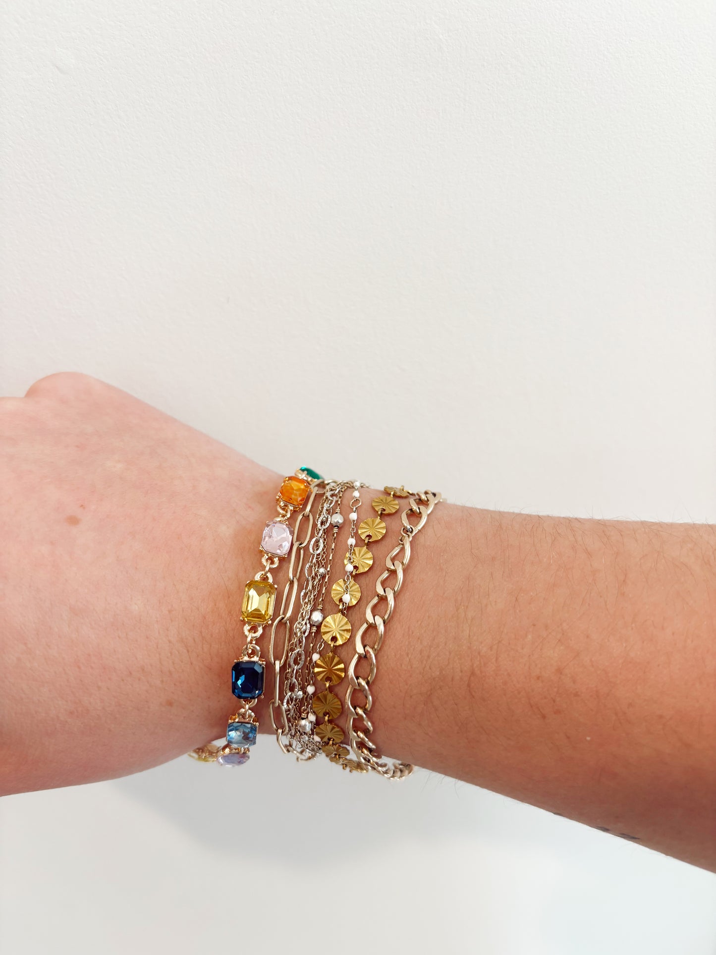 Rainbow gem tennis bracelet