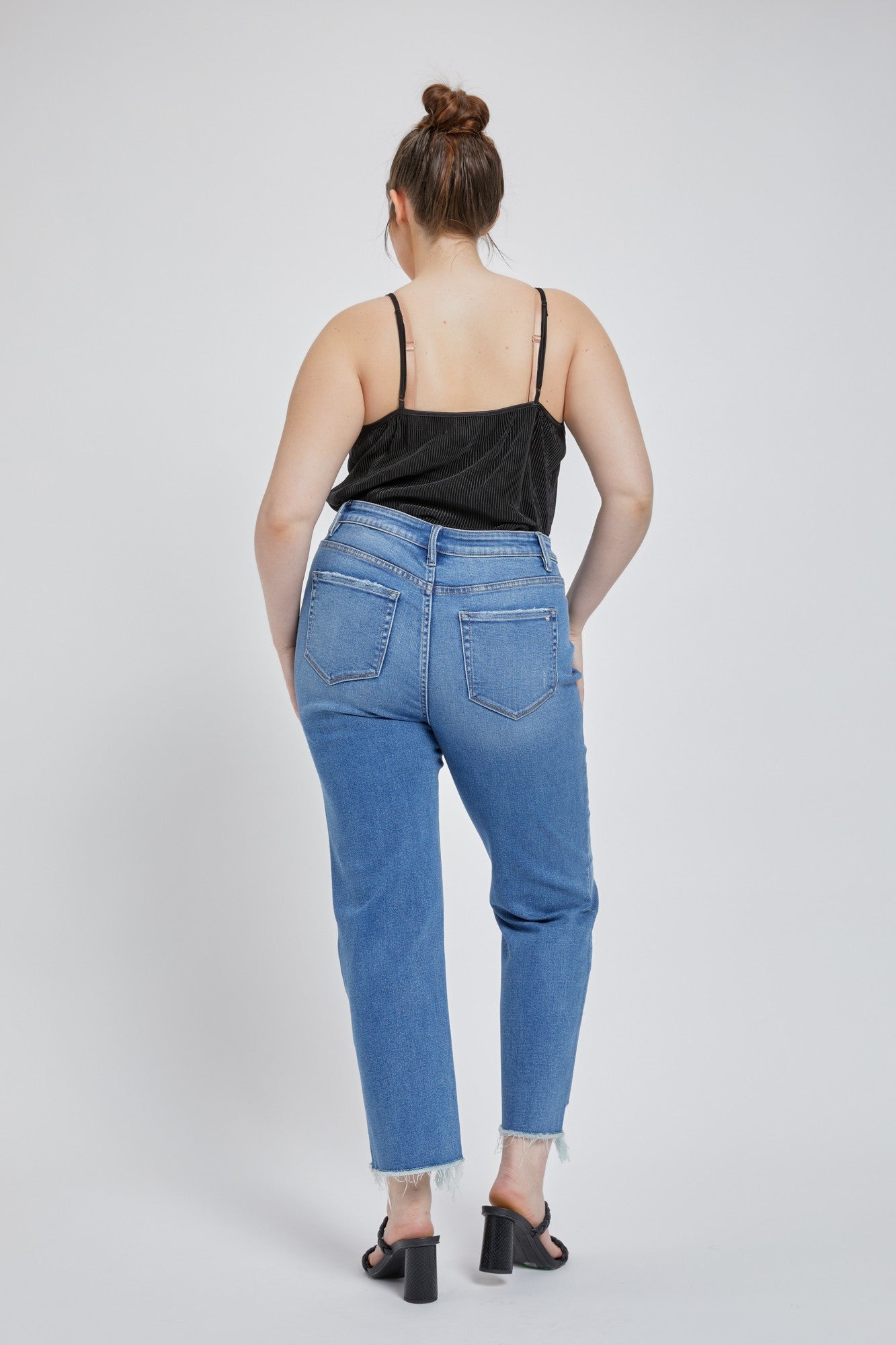 Super high straight leg with step hem