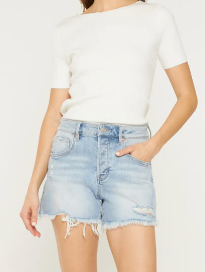 Super high distressed shorts with button up MICA