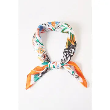 Multi Flower Leavees Print Bandana Scarf