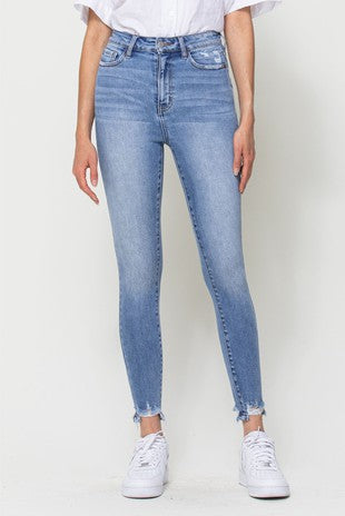 medium denim distressed bottom
