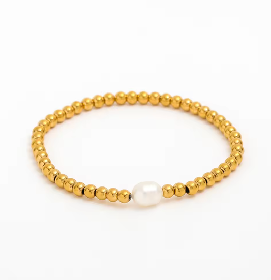 Seaside Pearl Stretch Bracelet gold alco