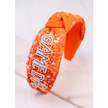 Game Day Sequin Headband Orange