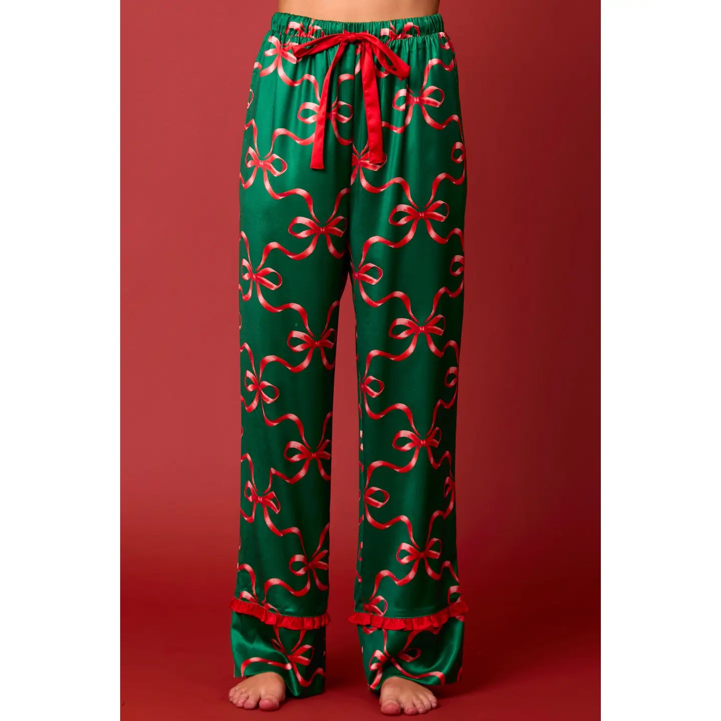 bow print pajama set
