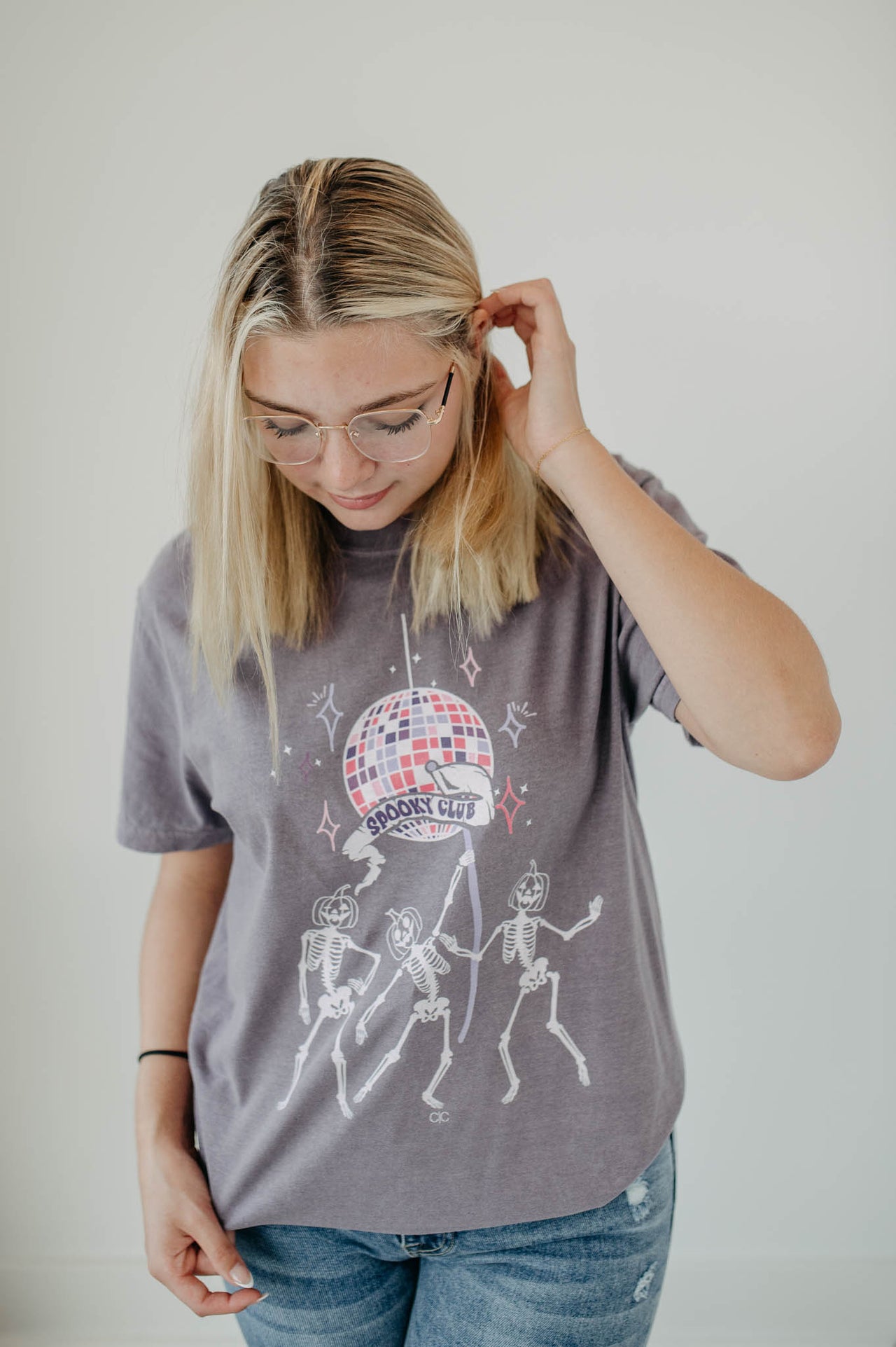 halloween disco skeleton tee