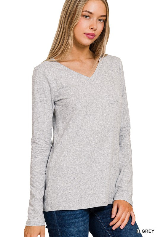 Cotton v neck long sleeve