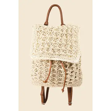 Straw Braid Backpack Bag