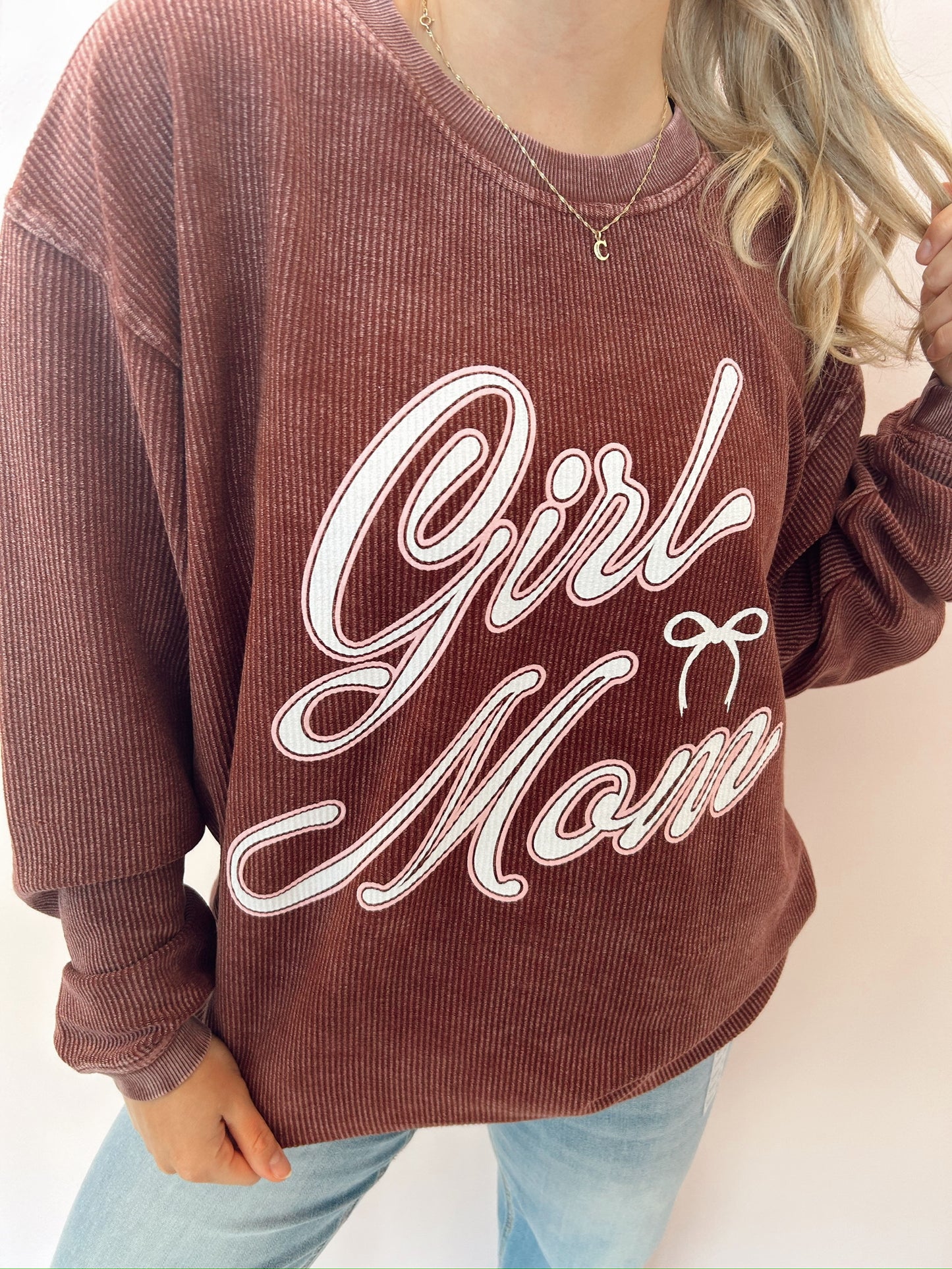 girl mom corded sweatshirt