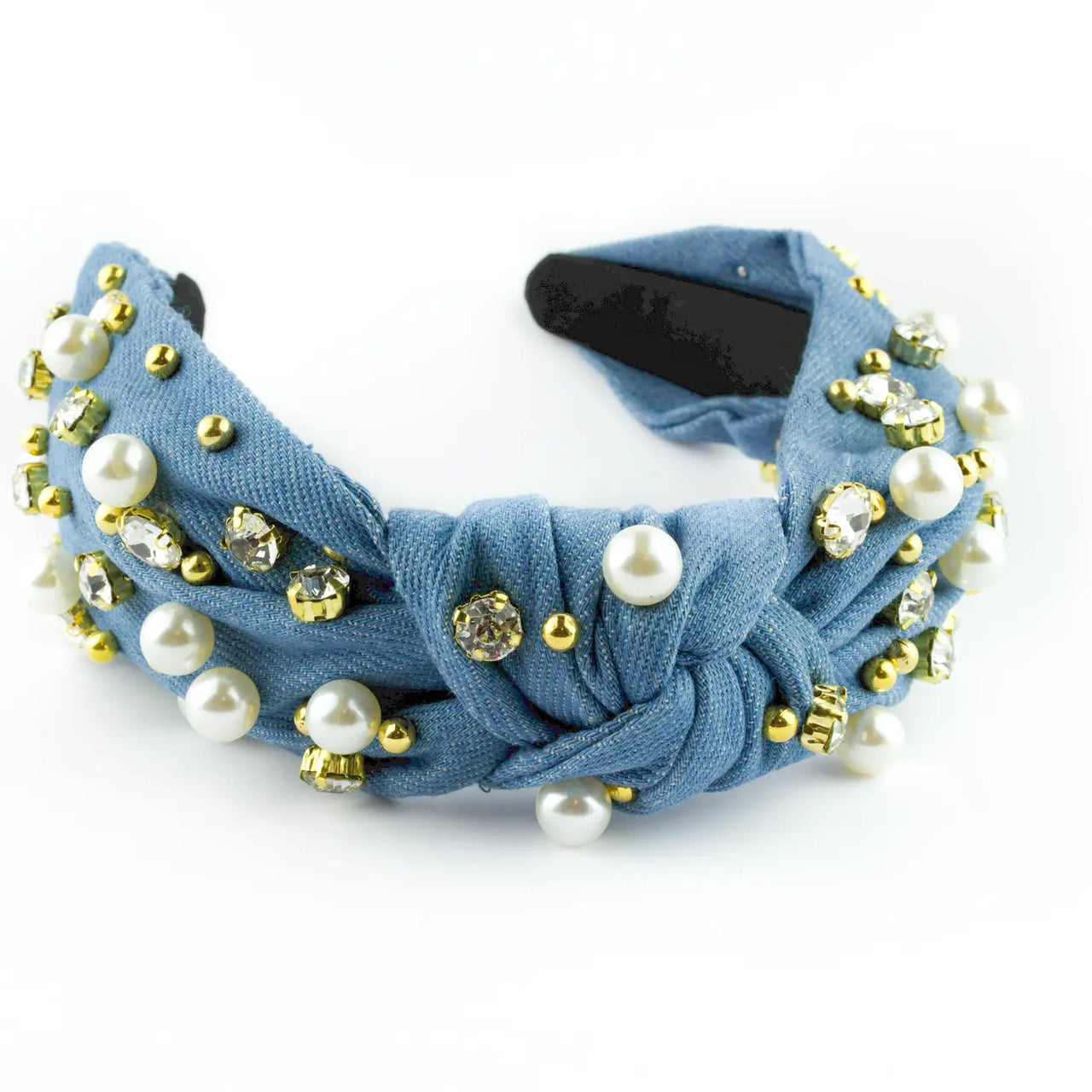 Rhinestone Headband - Denim