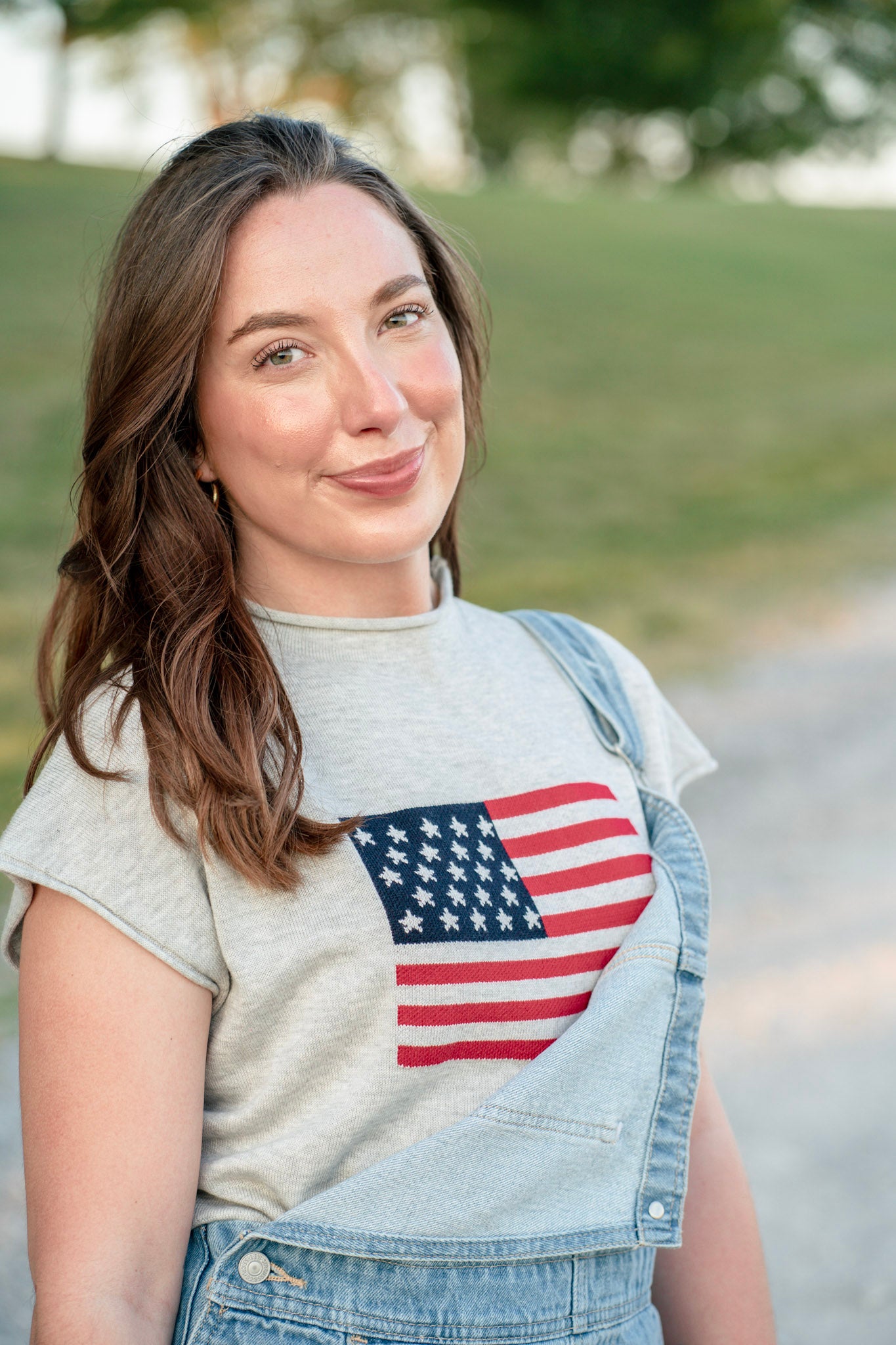 Flag Mock neck Short Sleeve Sweater