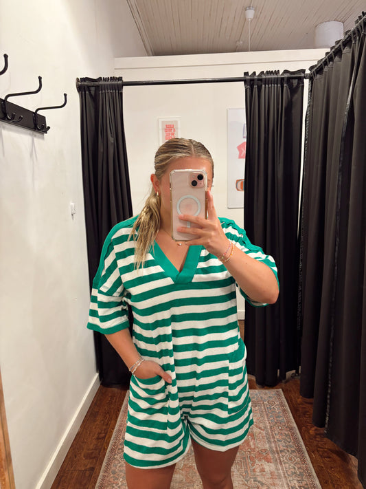 Online- Green/White Reversible Romper