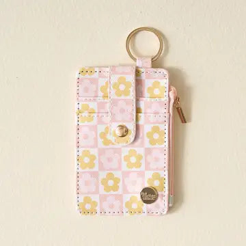 Keychain Wallet-Flower Check Peach Darling Effect