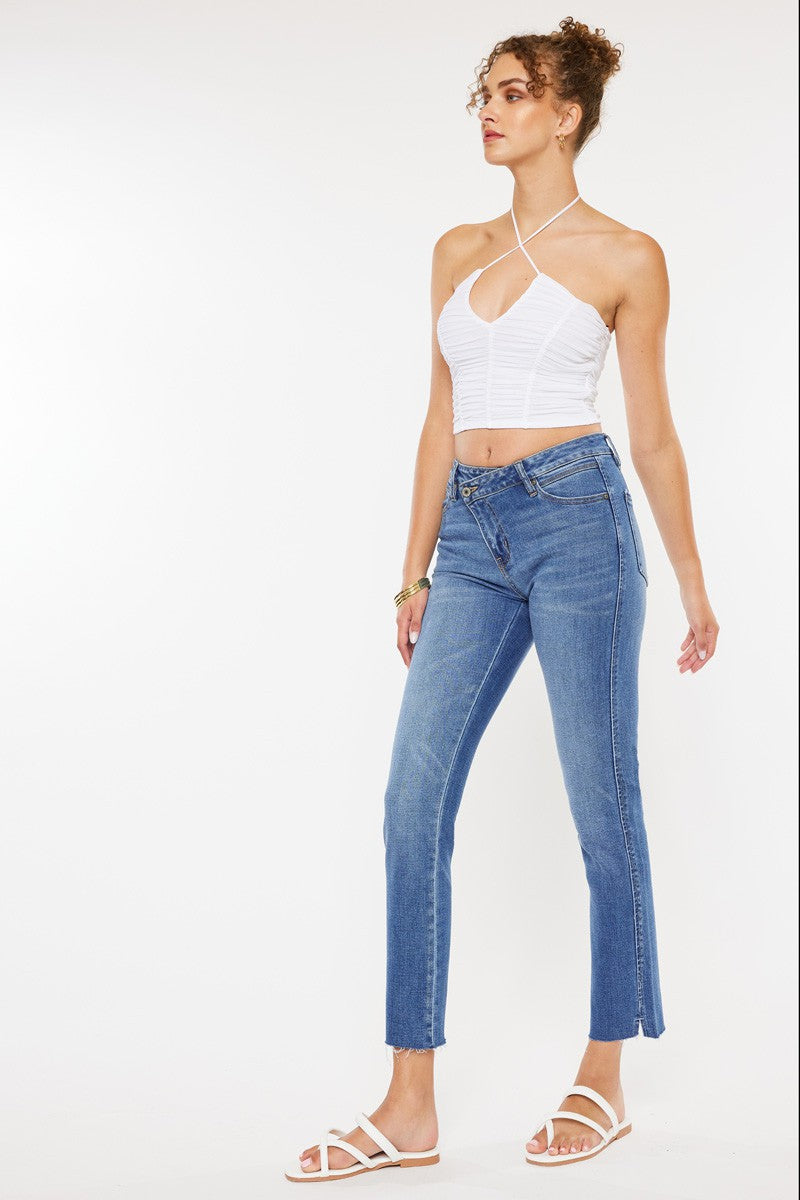 High rise cross over slim straight