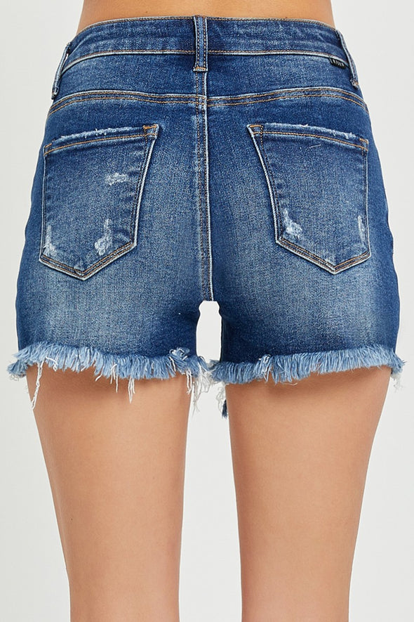 high rise distressed shorts