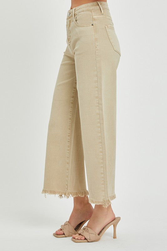 High rise crop wide leg pants