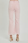 High rise knee distressed straight pink