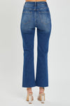 high rise button down ankle straight jeans