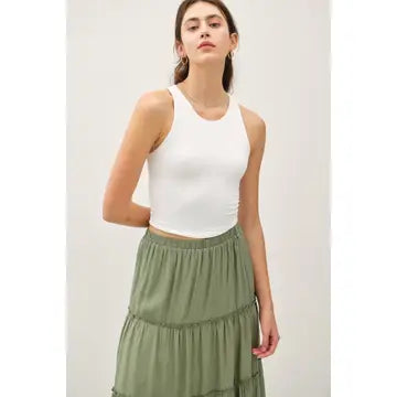 High Neck Cropped Tank OFF WHITE