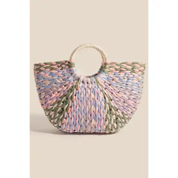 Colorful Straw Braided Hand Bag