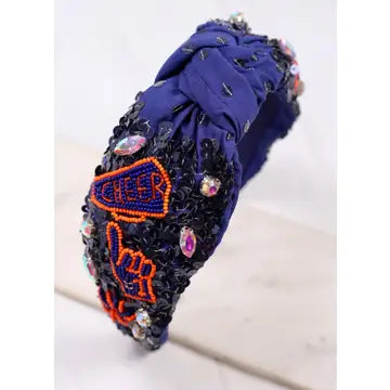 Cheer Sequin HeadbanD Navy Orange