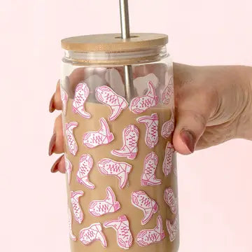WESTERN COWGIRL BOOTS GLASS CUP